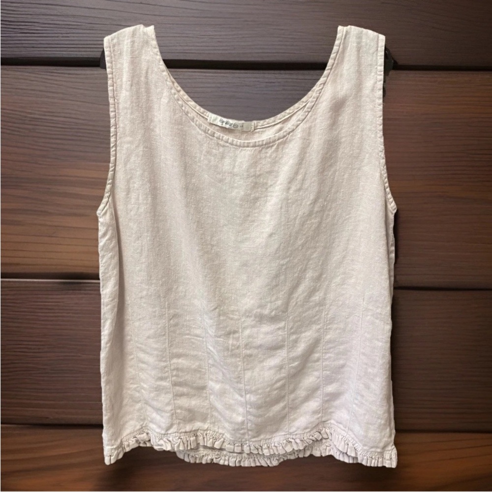Cute Vintage Aly Wear 100% Linen Pale Pink Top Sz L Lightweight Soft 20” P-P